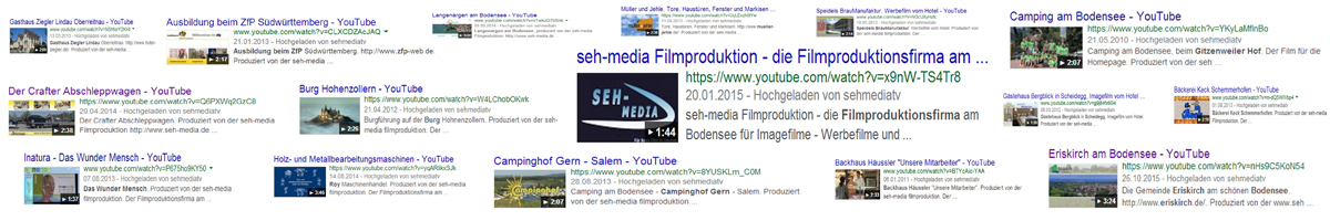 Werbung im Internet über Filme im Suchergebnis